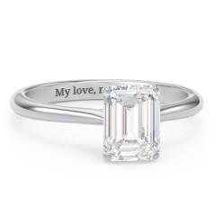 2 ct. (8x6mm) Emerald-Cut Moissanite Classic Two Tone Engagement Ring – 9kt Yellow Gold with Moissanite