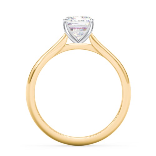 2 ct. (8x6mm) Emerald-Cut Moissanite Classic Two Tone Engagement Ring – 9kt Yellow Gold with Moissanite