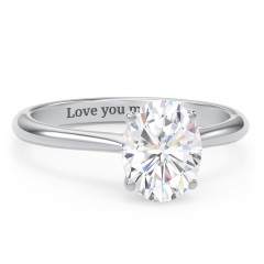2 ct. (9x7mm) Oval Moissanite Classic Two Tone Engagement Ring – 9kt White Gold with Moissanite