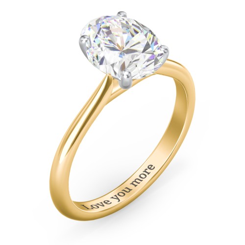 3 ct. (10x8mm) Oval Moissanite Classic Two Tone Engagement Ring – 9kt Yellow Gold with Moissanite