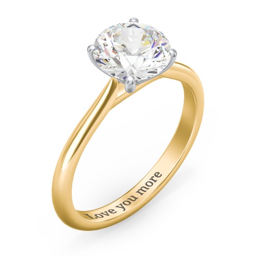2 ct. (8mm) Moissanite Classic Two Tone Engagement Ring – 9kt Yellow Gold with Moissanite