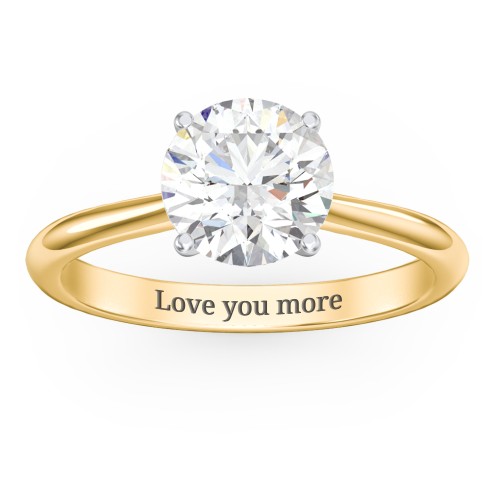 2 ct. (8mm) Moissanite Classic Two Tone Engagement Ring – 9kt Yellow Gold with Moissanite