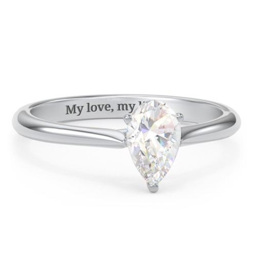1 ct. (8x5mm) Pear Moissanite Classic Two Tone Engagement Ring – 9kt White Gold with Moissanite