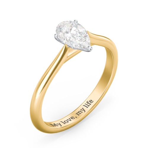 1 ct. (8x5mm) Pear Moissanite Classic Two Tone Engagement Ring – 9kt Yellow Gold with Moissanite