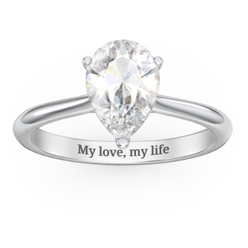 2 ct. (10x7mm) Pear Moissanite Classic Two Tone Engagement Ring – 9kt White Gold with Moissanite