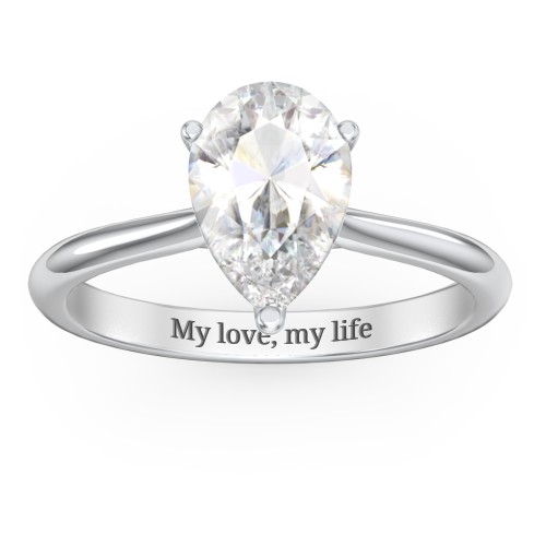 2.5 ct. (10.5x7mm) Pear Moissanite Classic Two Tone Engagement Ring – 9kt White Gold with Moissanite