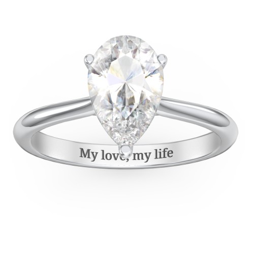 3 ct. (11x7mm) Pear Moissanite Classic Two Tone Engagement Ring – 9kt White Gold with Moissanite