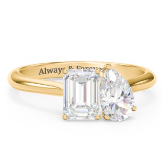 Toi et Moi Pear and Emerald Cut Moissanite Engagement Ring - 2 ctw. DEW