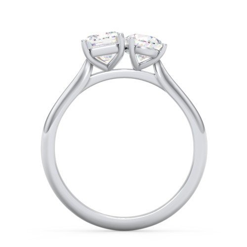 Toi et Moi Pear and Emerald Cut Moissanite Engagement Ring - 2 ctw. – 9kt White Gold with Moissanite