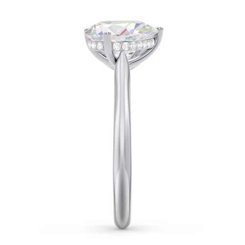Toi et Moi Oval and Pear Moissanite Engagement Ring with Hidden Halos & Accents – 4 ctw. – 9kt White Gold with Moissanite and Lab Diamond