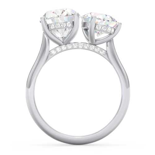 Toi et Moi Oval and Pear Moissanite Engagement Ring with Hidden Halos & Accents – 6 ctw.