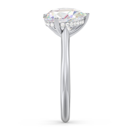 Toi et Moi Oval and Pear Moissanite Engagement Ring with Hidden Halos & Accents – 6 ctw. – 9kt White Gold with Moissanite and Lab Diamond