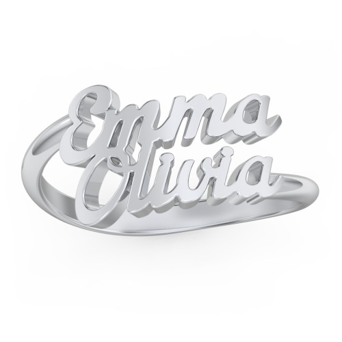 Personalised Two Name Ring – Sterling Silver