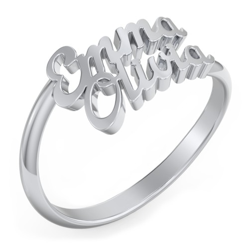 Personalised Two Name Ring – Sterling Silver