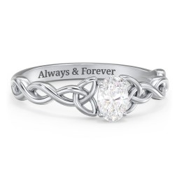 Oval Solitaire Celtic Trinity Knot Engagement Ring