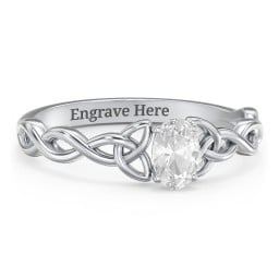 Oval Solitaire Celtic Trinity Knot Engagement Ring