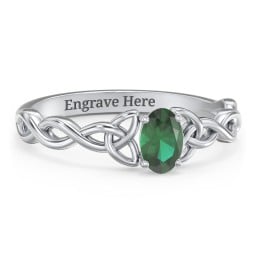 Oval Solitaire Celtic Trinity Knot Engagement Ring