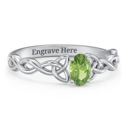 Oval Solitaire Celtic Trinity Knot Engagement Ring