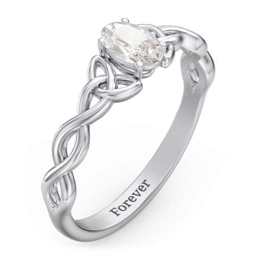 Oval Solitaire Celtic Trinity Knot Engagement Ring