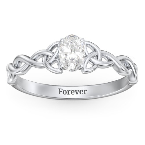 Oval Solitaire Celtic Trinity Knot Engagement Ring