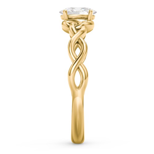 Oval Solitaire Celtic Trinity Knot Engagement Ring – 18K Gold Plated Silver with Lab Diamond