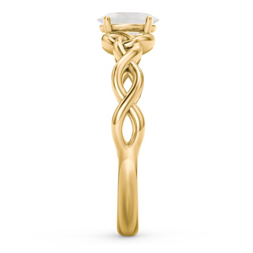 Oval Solitaire Celtic Trinity Knot Engagement Ring – 18K Gold Plated Silver with Opal