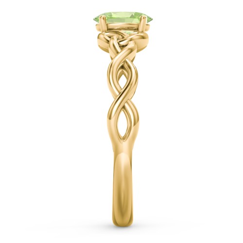 Oval Solitaire Celtic Trinity Knot Engagement Ring – 18K Gold Plated Silver with Peridot