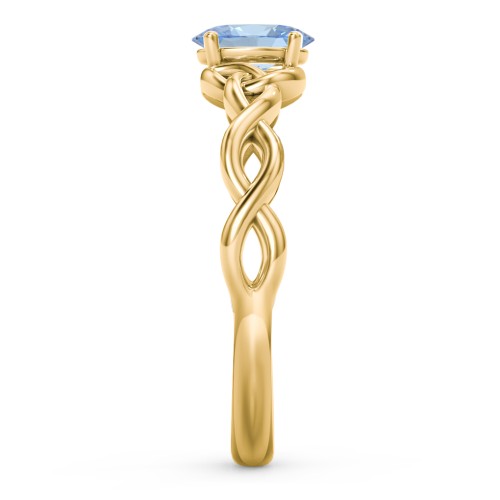 Oval Solitaire Celtic Trinity Knot Engagement Ring – 18K Gold Plated Silver with Blue Topaz