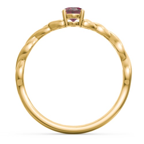 Oval Solitaire Celtic Trinity Knot Engagement Ring – 18K Gold Plated Silver with Ruby