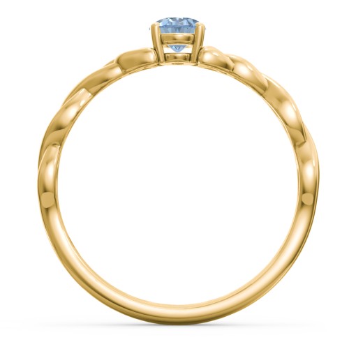 Oval Solitaire Celtic Trinity Knot Engagement Ring – 18K Gold Plated Silver with Blue Topaz