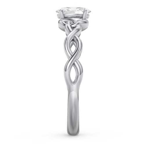 Oval Solitaire Celtic Trinity Knot Engagement Ring – Sterling Silver with Diamond