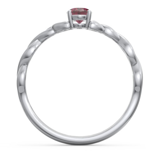 Oval Solitaire Celtic Trinity Knot Engagement Ring – Sterling Silver with Ruby