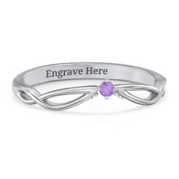 Celtic Gemstone Contour Wedding Band