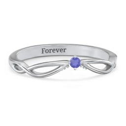 Celtic Gemstone Contour Wedding Band