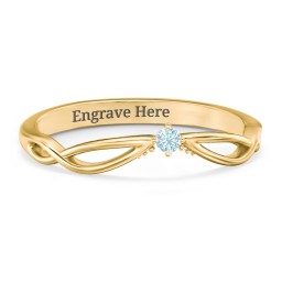 Celtic Gemstone Contour Wedding Band in 18K Gold Plated Silver with Blue Topaz