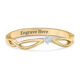 Celtic Gemstone Contour Wedding Band in 18K Gold Plated Silver with Blue Topaz