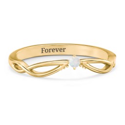 Celtic Gemstone Contour Wedding Band in 18K Gold Plated Silver with Opal