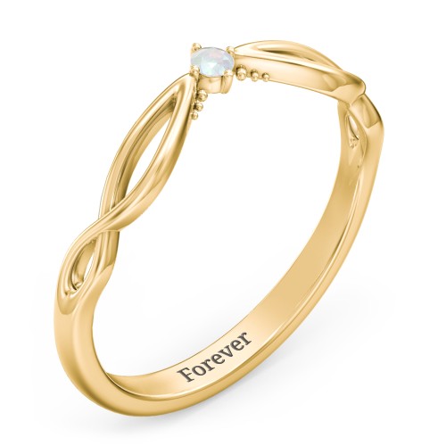 Celtic Gemstone Contour Wedding Band – 18K Gold Plated Silver with Opal