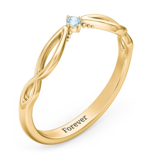 Celtic Gemstone Contour Wedding Band – 18K Gold Plated Silver with Blue Topaz