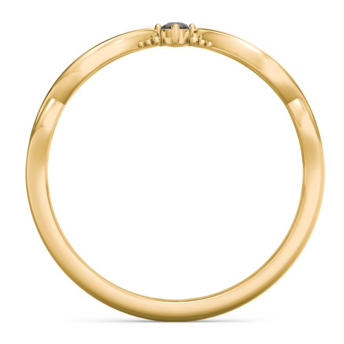 Celtic Gemstone Contour Wedding Band – 18K Gold Plated Silver with Smokey Quartz