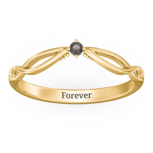 Celtic Gemstone Contour Wedding Band – 18K Gold Plated Silver with Smokey Quartz