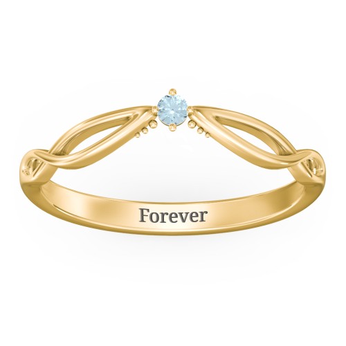 Celtic Gemstone Contour Wedding Band – 18K Gold Plated Silver with Blue Topaz