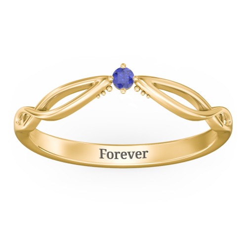 Celtic Gemstone Contour Wedding Band – 18K Gold Plated Silver with Blue Sapphire
