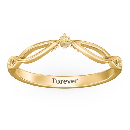 Celtic Gemstone Contour Wedding Band – 18K Gold Plated Silver with Citrine