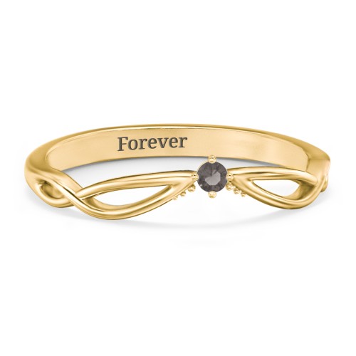 Celtic Gemstone Contour Wedding Band – 18K Gold Plated Silver with Smokey Quartz