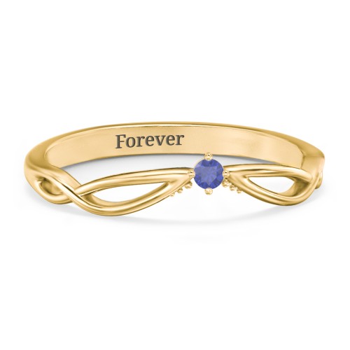 Celtic Gemstone Contour Wedding Band – 18K Gold Plated Silver with Blue Sapphire