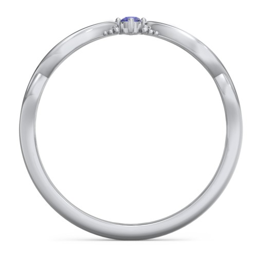 Celtic Gemstone Contour Wedding Band – Sterling Silver with Blue Sapphire