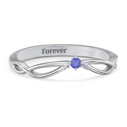 Celtic Gemstone Contour Wedding Band – Sterling Silver with Blue Sapphire