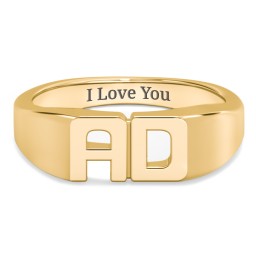 Double Initial Signet Ring in 18K Gold Plated Silver