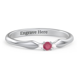 Dainty Trinity Stone Promise Ring in 925 Sterling Silver with Ruby and White Premium Zirconia
